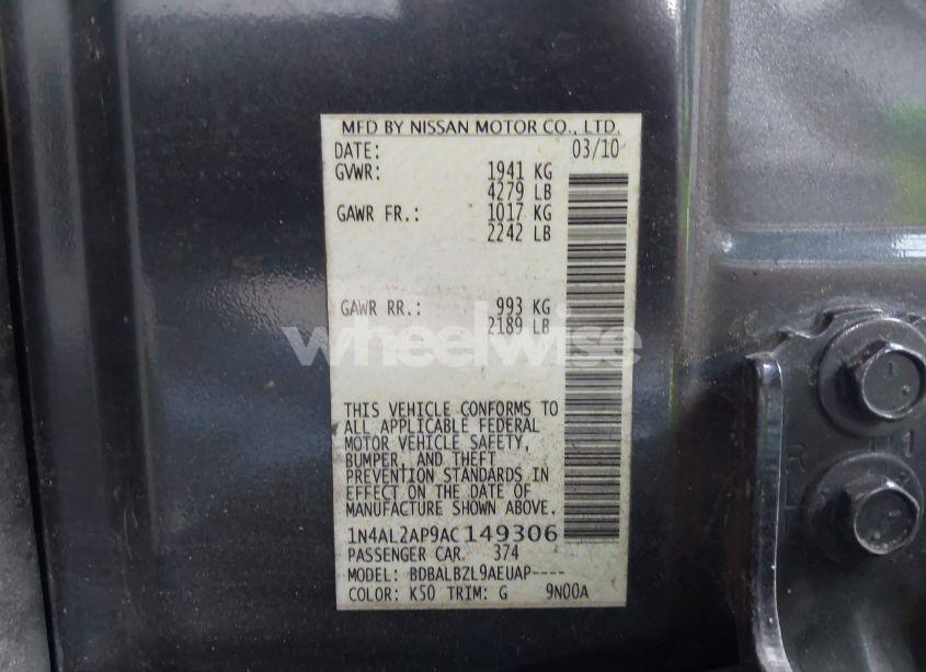 Photo 9 of 2010 Nissan Altima 2.5 S (VIN 1N4AL2AP9AC149306)