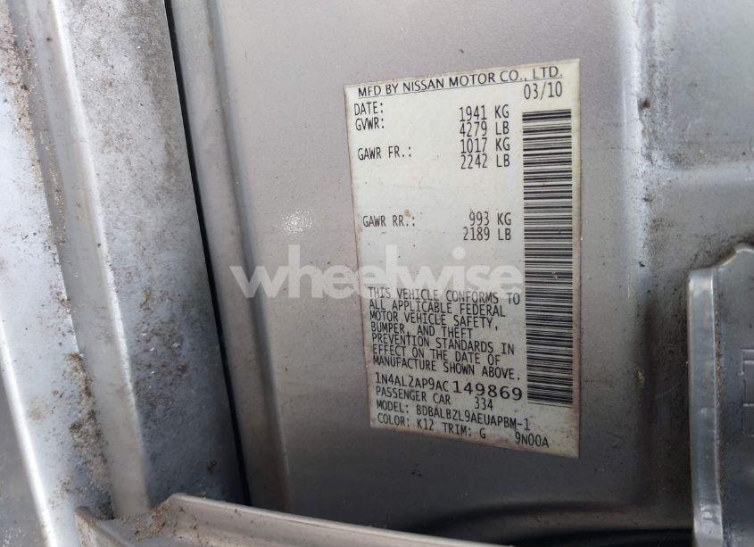 Photo 9 of 2010 Nissan Altima 2.5 S (VIN 1N4AL2AP9AC149869)