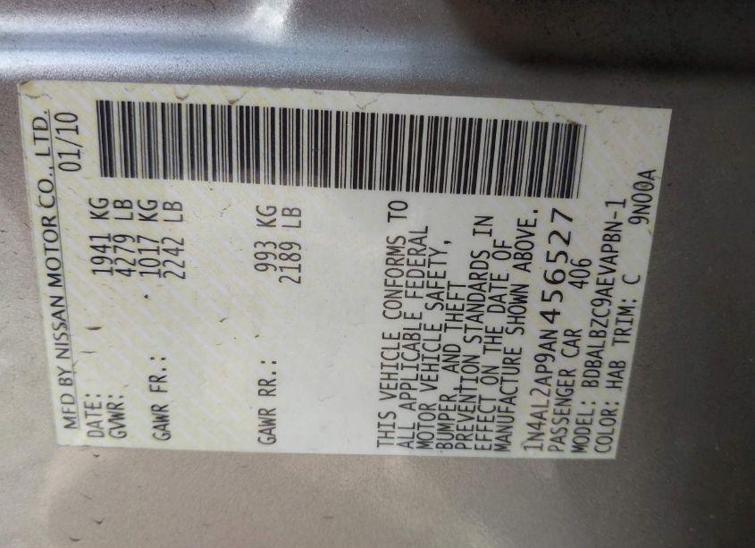 Photo 9 of 2010 Nissan Altima 2.5 S (VIN 1N4AL2AP9AN456527)