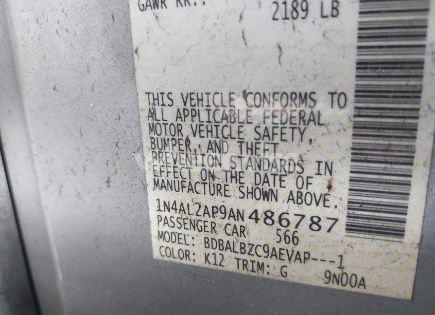 Photo 9 of 2010 Nissan Altima 2.5 S (VIN 1N4AL2AP9AN486787)