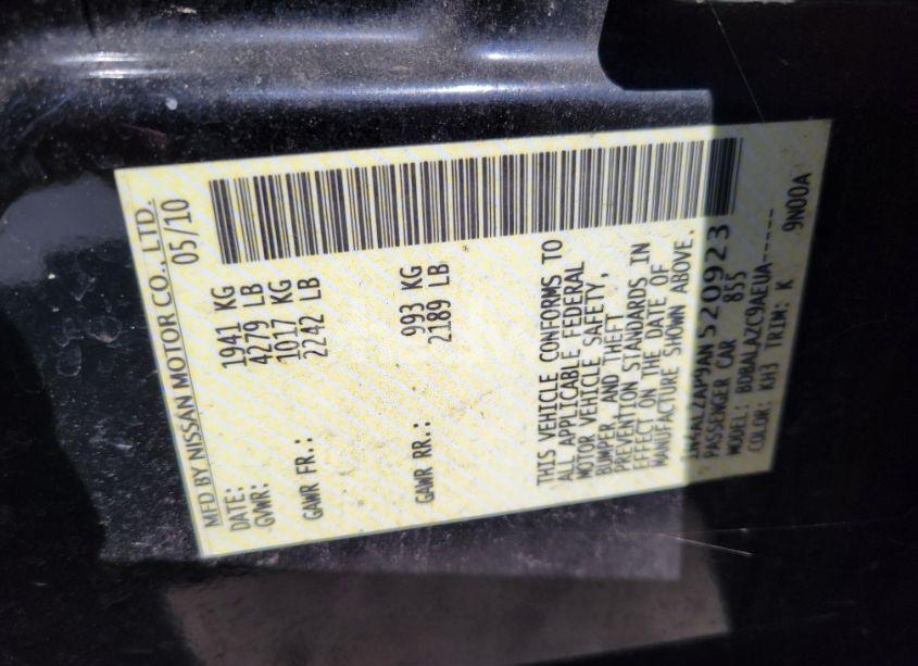 Photo 9 of 2010 Nissan Altima 2.5 (VIN 1N4AL2AP9AN520923)