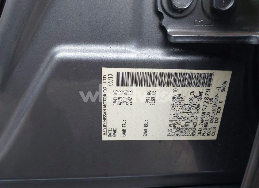 Photo 9 of 2010 Nissan Altima 2.5 S (VIN 1N4AL2AP9AN522879)