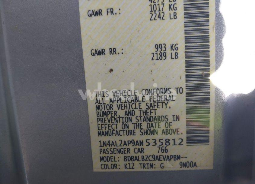 Photo 9 of 2010 Nissan Altima 2.5 S (VIN 1N4AL2AP9AN535812)