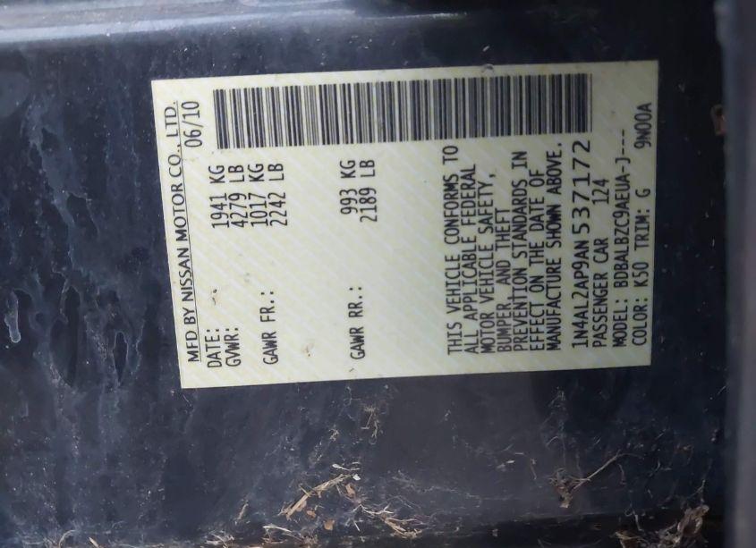 Photo 9 of 2010 Nissan Altima 2.5 S (VIN 1N4AL2AP9AN537172)