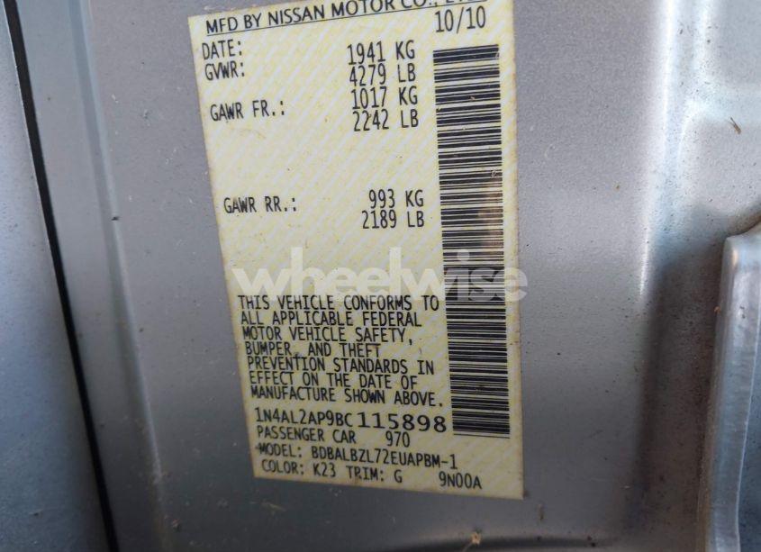 Photo 9 of 2011 Nissan Altima 2.5 S (VIN 1N4AL2AP9BC115898)