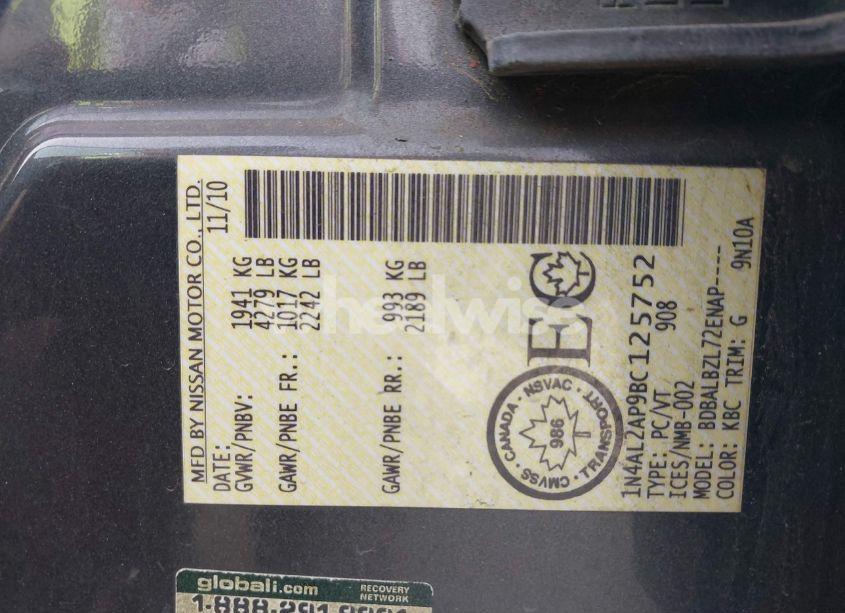 Photo 9 of 2011 Nissan Altima 2.5 S (VIN 1N4AL2AP9BC125752)