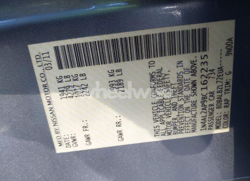 Photo 9 of 2011 Nissan Altima 2.5 S (VIN 1N4AL2AP9BC162235)