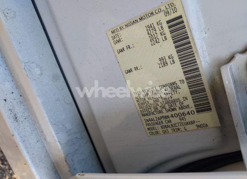 Photo 9 of 2011 Nissan Altima 2.5 S (VIN 1N4AL2AP9BN400640)