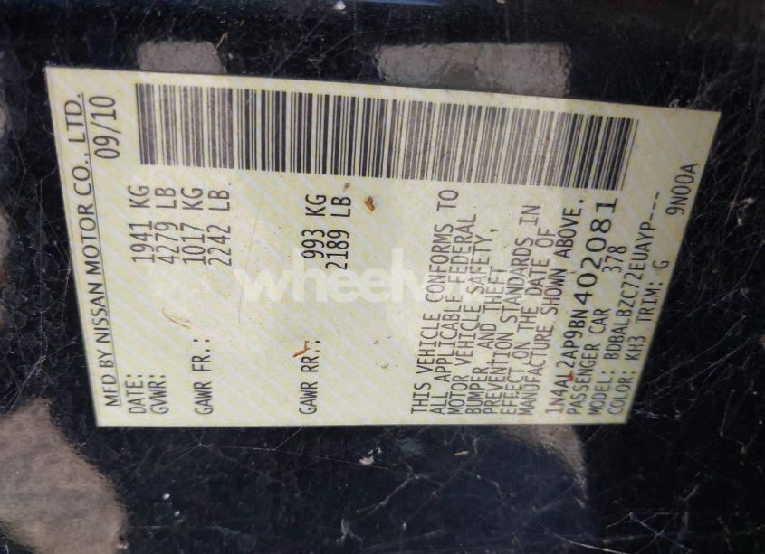 Photo 9 of 2011 Nissan Altima 2.5 S (VIN 1N4AL2AP9BN402081)