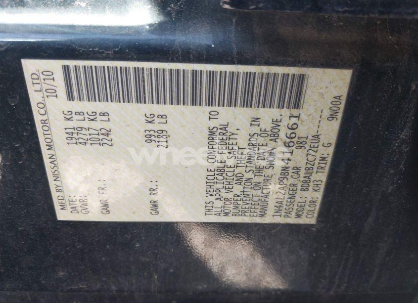 Photo 9 of 2011 Nissan Altima 2.5 S (VIN 1N4AL2AP9BN416661)