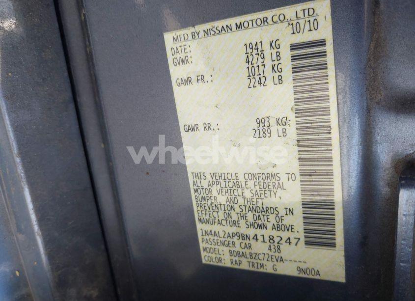 Photo 9 of 2011 Nissan Altima 2.5 S (VIN 1N4AL2AP9BN418247)