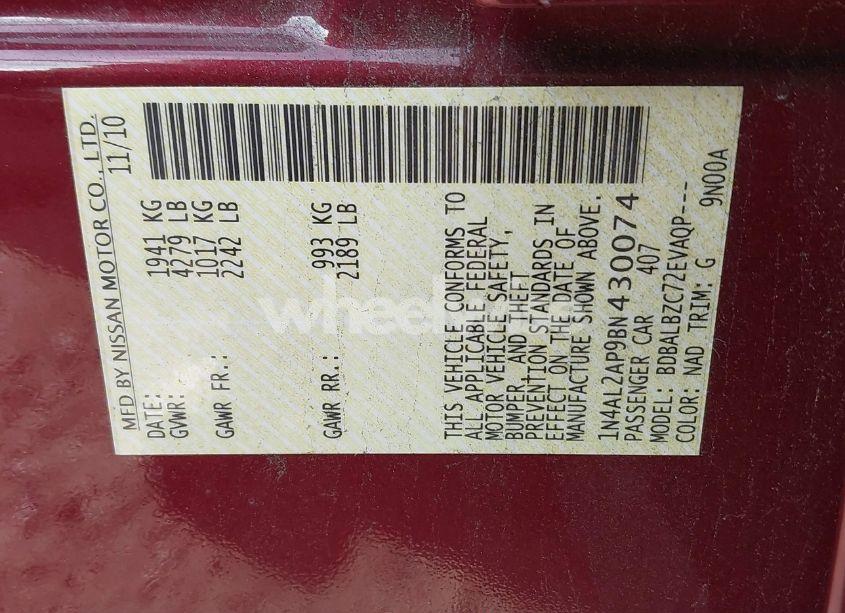 Photo 9 of 2011 Nissan Altima 2.5 S (VIN 1N4AL2AP9BN430074)