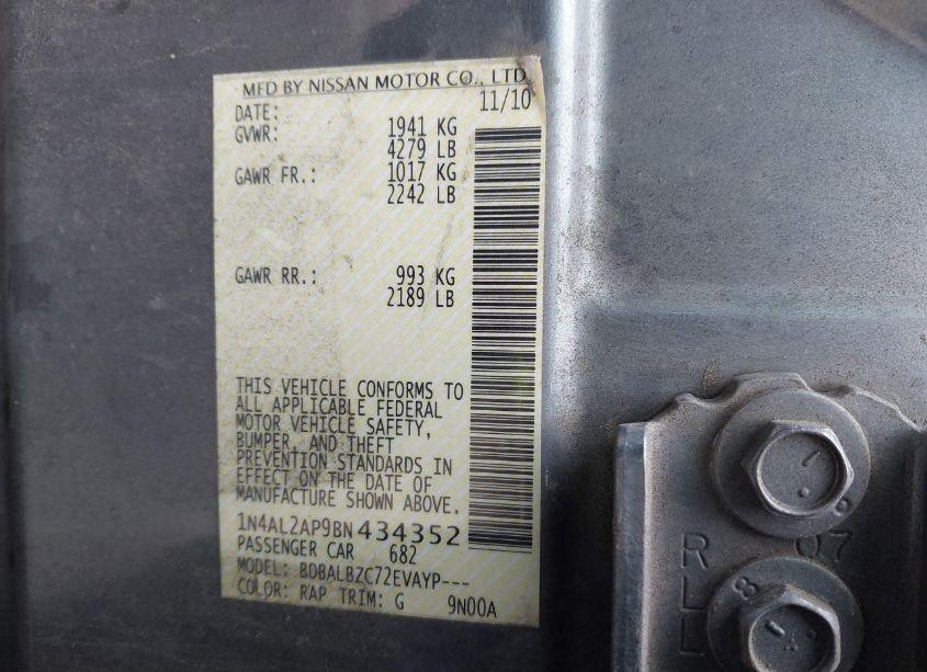 Photo 9 of 2011 Nissan Altima 2.5 S (VIN 1N4AL2AP9BN434352)