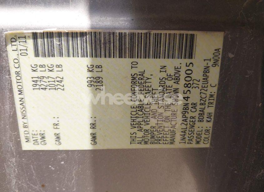 Photo 9 of 2011 Nissan Altima 2.5 S (VIN 1N4AL2AP9BN458005)