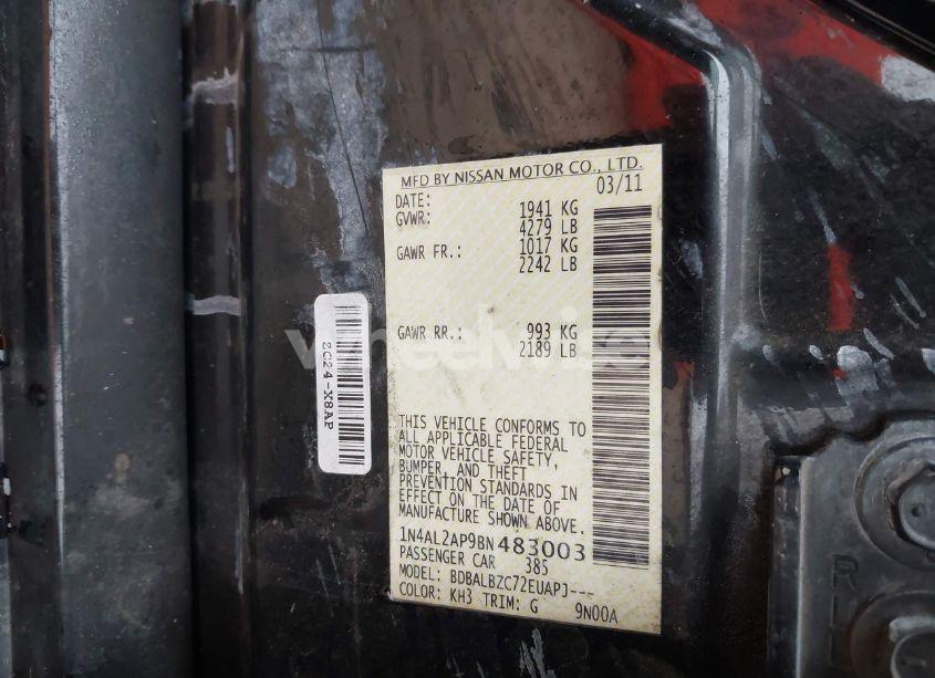 Photo 9 of 2011 Nissan Altima 2.5 S (VIN 1N4AL2AP9BN483003)