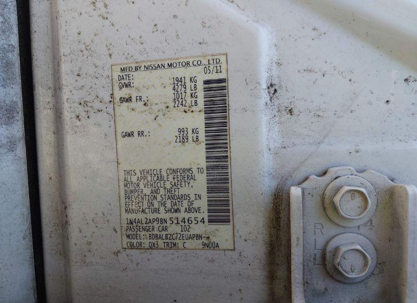 Photo 9 of 2011 Nissan Altima 2.5 S (VIN 1N4AL2AP9BN514654)