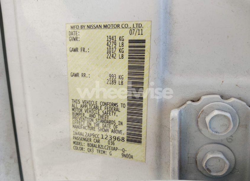 Photo 9 of 2012 Nissan Altima 2.5 S (VIN 1N4AL2AP9CC123968)