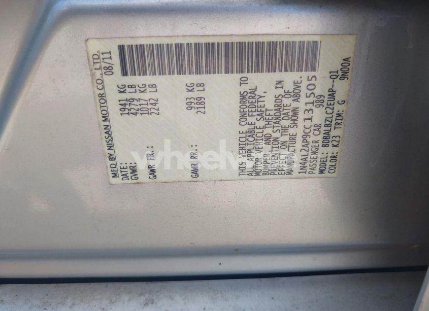 Photo 9 of 2012 Nissan Altima 2.5 S (VIN 1N4AL2AP9CC131505)