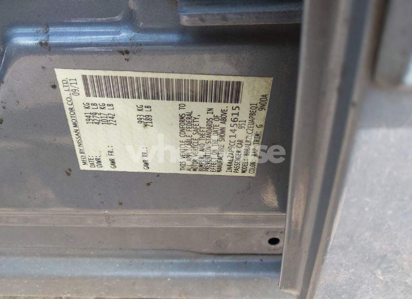 Photo 9 of 2012 Nissan Altima 2.5 SL (VIN 1N4AL2AP9CC145615)