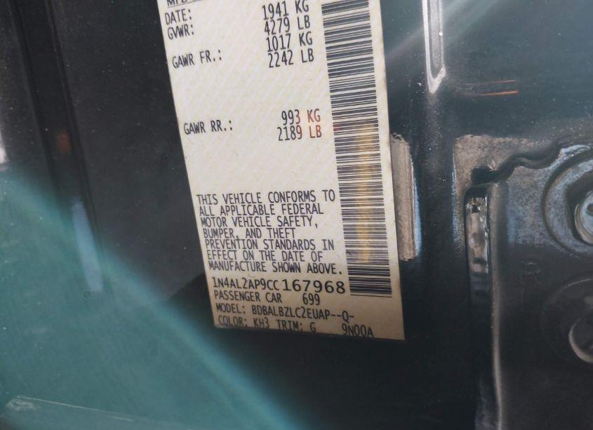 Photo 9 of 2012 Nissan Altima 2.5 S (VIN 1N4AL2AP9CC167968)