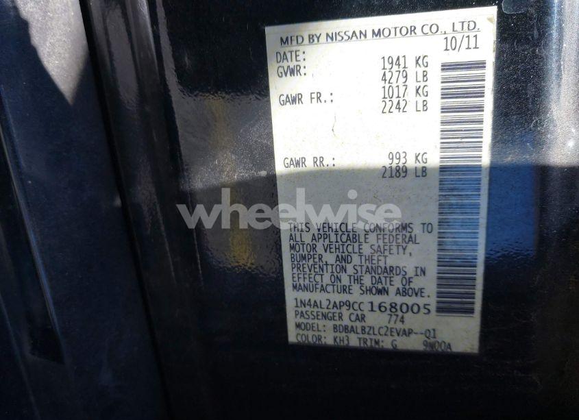 Photo 9 of 2012 Nissan Altima 2.5 S (VIN 1N4AL2AP9CC168005)