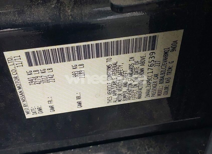 Photo 9 of 2012 Nissan Altima 2.5 S (VIN 1N4AL2AP9CC176539)