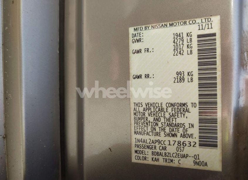 Photo 9 of 2012 Nissan Altima 2.5 S (VIN 1N4AL2AP9CC178632)