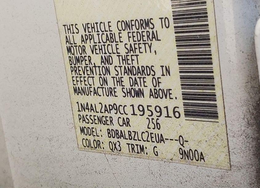 Photo 9 of 2012 Nissan Altima 2.5 S (VIN 1N4AL2AP9CC195916)