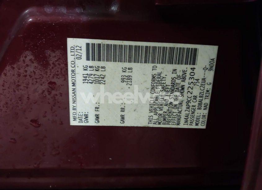 Photo 9 of 2012 Nissan Altima 2.5 S (VIN 1N4AL2AP9CC225304)