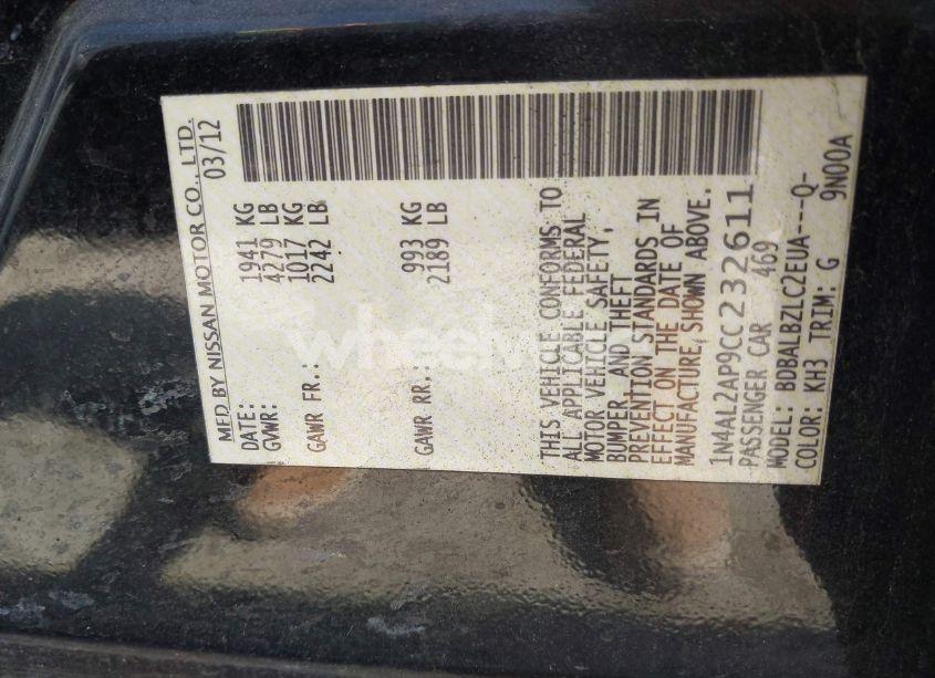 Photo 9 of 2012 Nissan Altima 2.5 S (VIN 1N4AL2AP9CC232611)