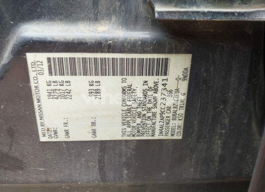 Photo 9 of 2012 Nissan Altima 2.5 S (VIN 1N4AL2AP9CC237341)