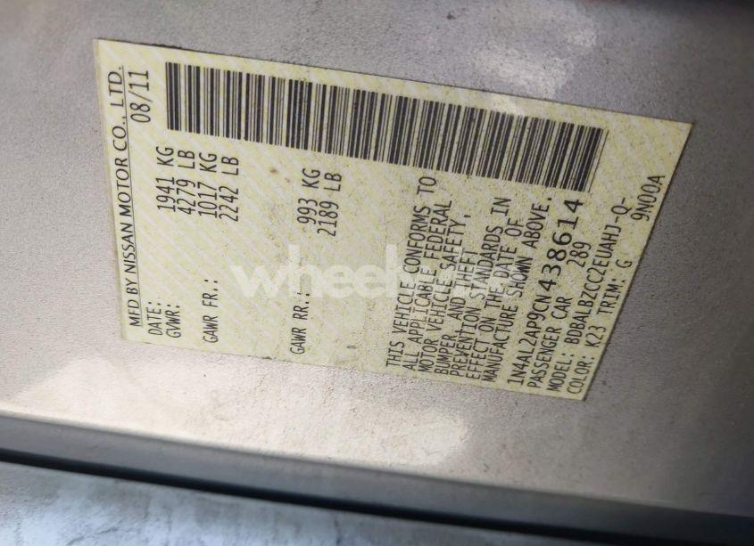 Photo 9 of 2012 Nissan Altima 2.5 S (VIN 1N4AL2AP9CN438614)