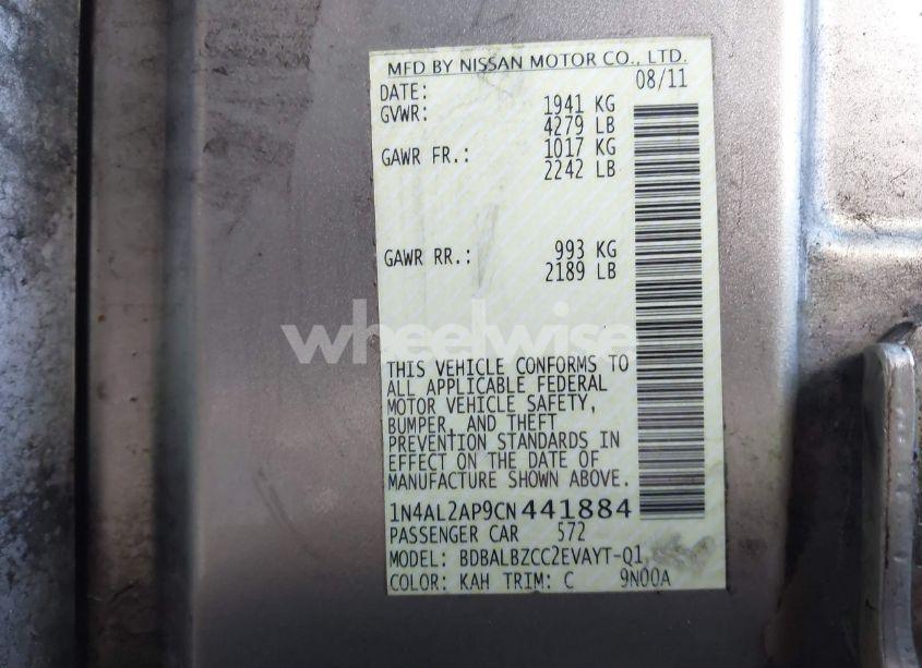 Photo 9 of 2012 Nissan Altima 2.5 S (VIN 1N4AL2AP9CN441884)