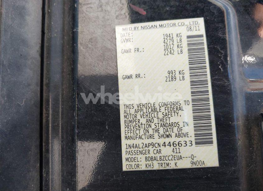 Photo 9 of 2012 Nissan Altima 2.5 S (VIN 1N4AL2AP9CN446633)