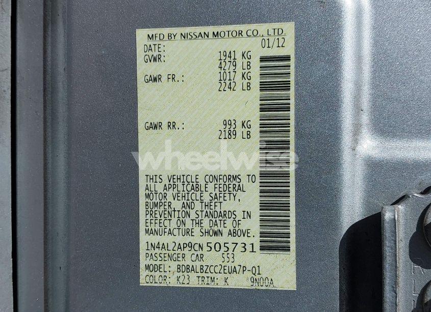 Photo 9 of 2012 Nissan Altima 2.5 S (VIN 1N4AL2AP9CN505731)