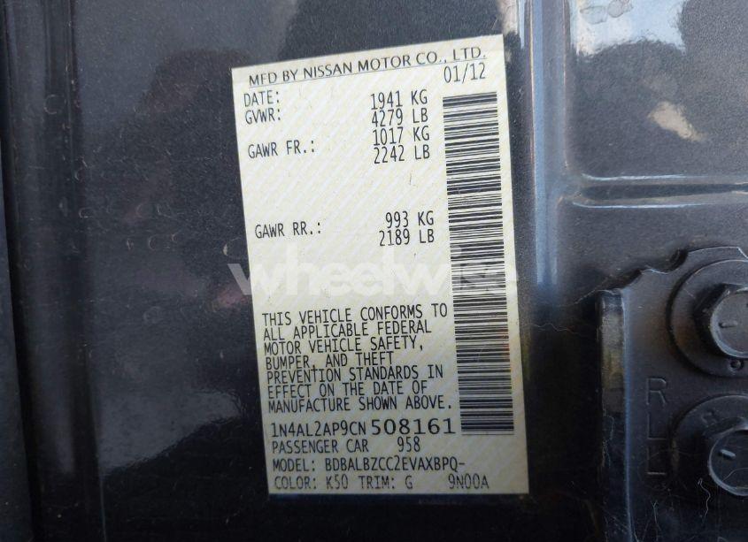 Photo 9 of 2012 Nissan Altima 2.5 S (VIN 1N4AL2AP9CN508161)