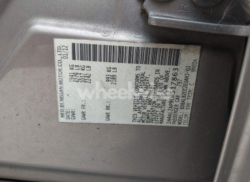 Photo 9 of 2012 Nissan Altima 2.5 S (VIN 1N4AL2AP9CN517863)