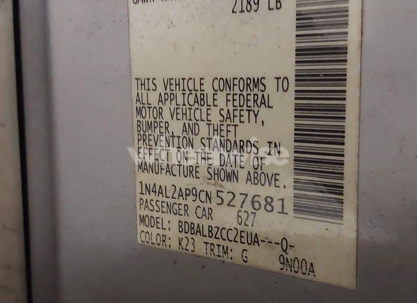 Photo 9 of 2012 Nissan Altima 2.5 S (VIN 1N4AL2AP9CN527681)