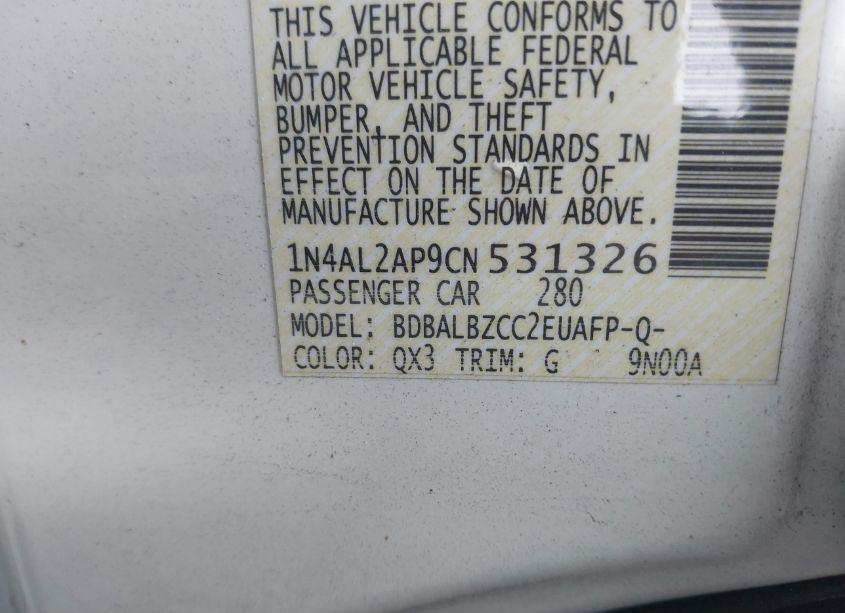 Photo 9 of 2012 Nissan Altima 2.5 S (VIN 1N4AL2AP9CN531326)