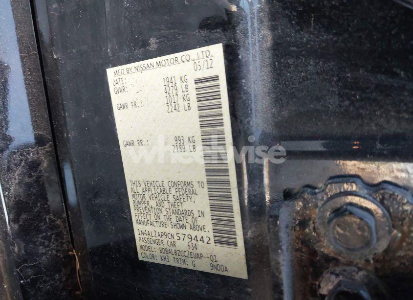 Photo 9 of 2012 Nissan Altima 2.5 S (VIN 1N4AL2AP9CN579442)