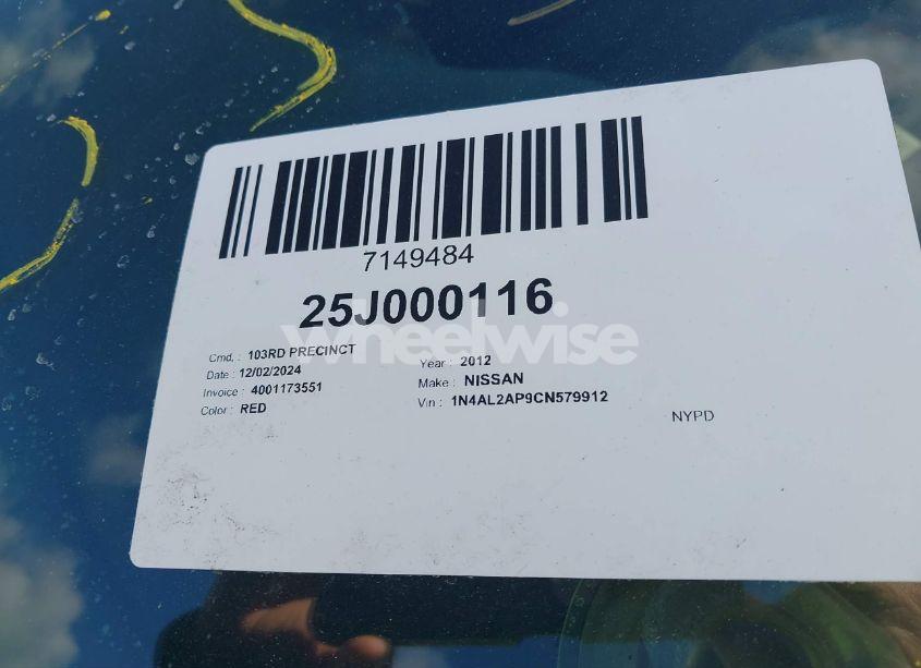 Photo 9 of 2012 Nissan Altima 2.5 S (VIN 1N4AL2AP9CN579912)
