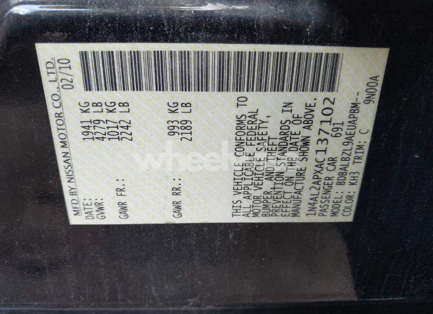 Photo 9 of 2010 Nissan Altima 2.5 S (VIN 1N4AL2APXAC137102)