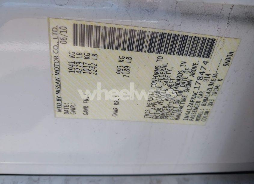 Photo 9 of 2010 Nissan Altima 2.5 (VIN 1N4AL2APXAC178474)