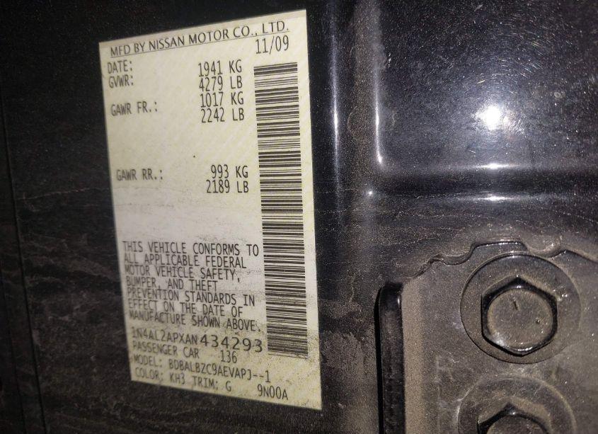 Photo 9 of 2010 Nissan Altima 2.5 S (VIN 1N4AL2APXAN434293)