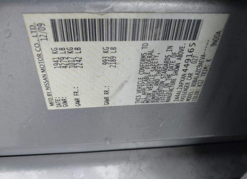 Photo 9 of 2010 Nissan Altima 2.5 (VIN 1N4AL2APXAN449165)