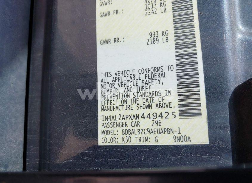 Photo 9 of 2010 Nissan Altima 2.5 S (VIN 1N4AL2APXAN449425)