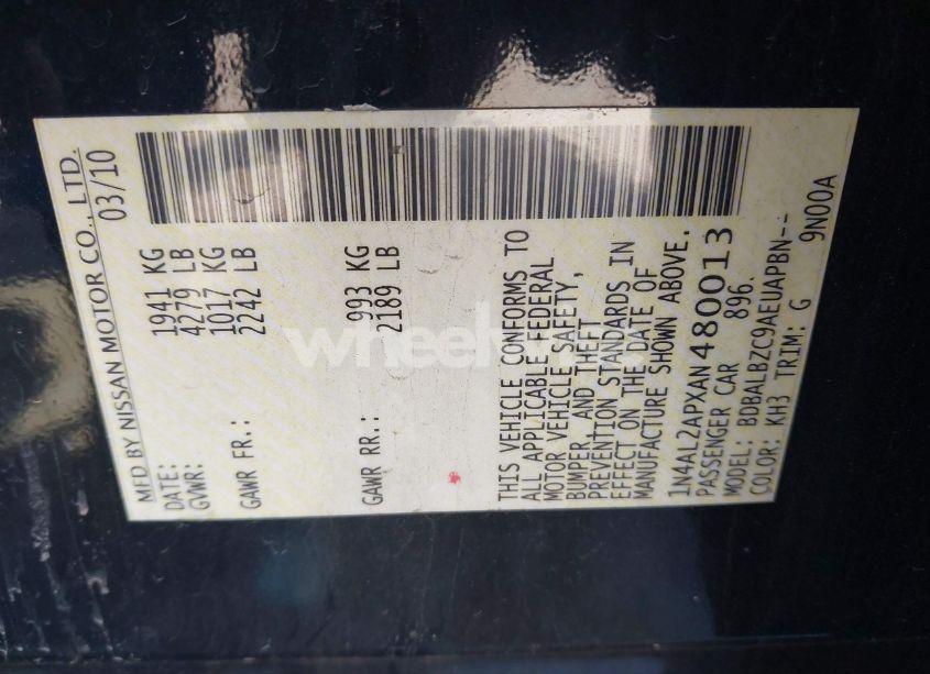 Photo 9 of 2010 Nissan Altima 2.5 S (VIN 1N4AL2APXAN480013)