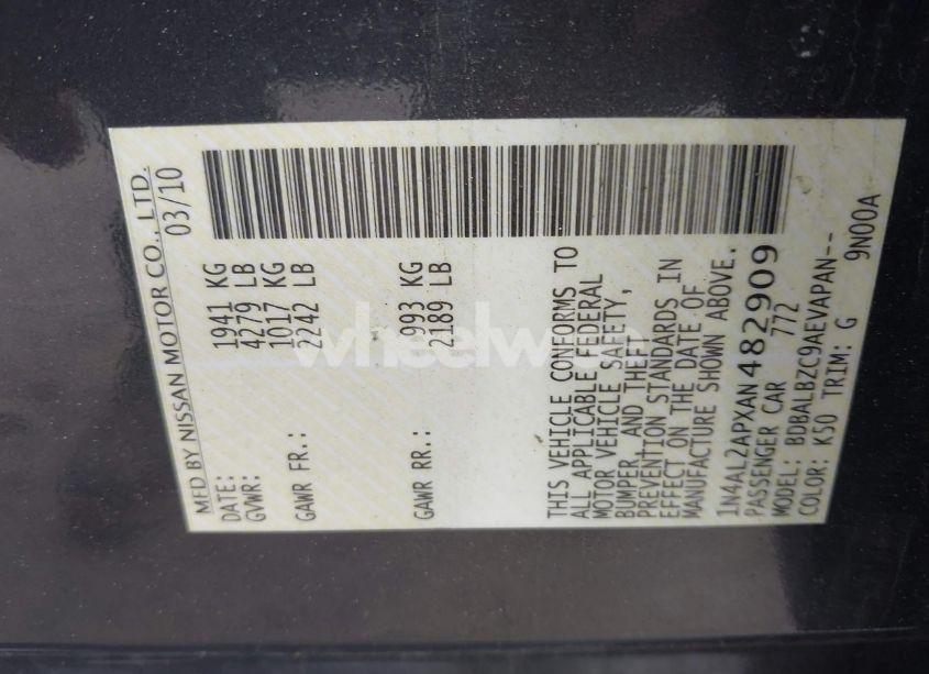 Photo 9 of 2010 Nissan Altima 2.5 S (VIN 1N4AL2APXAN482909)