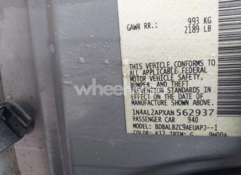 Photo 9 of 2010 Nissan Altima 2.5 S (VIN 1N4AL2APXAN562937)