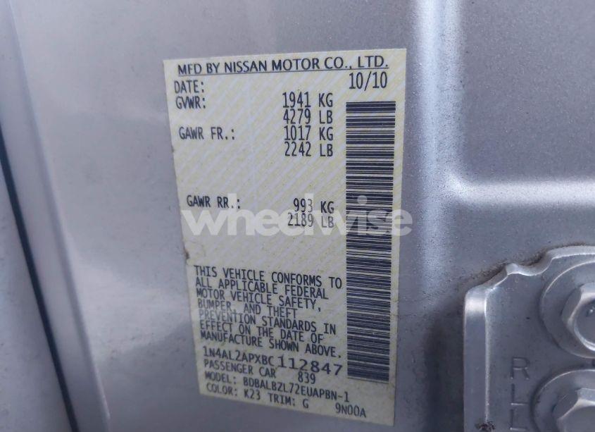 Photo 9 of 2011 Nissan Altima 2.5 S (VIN 1N4AL2APXBC112847)